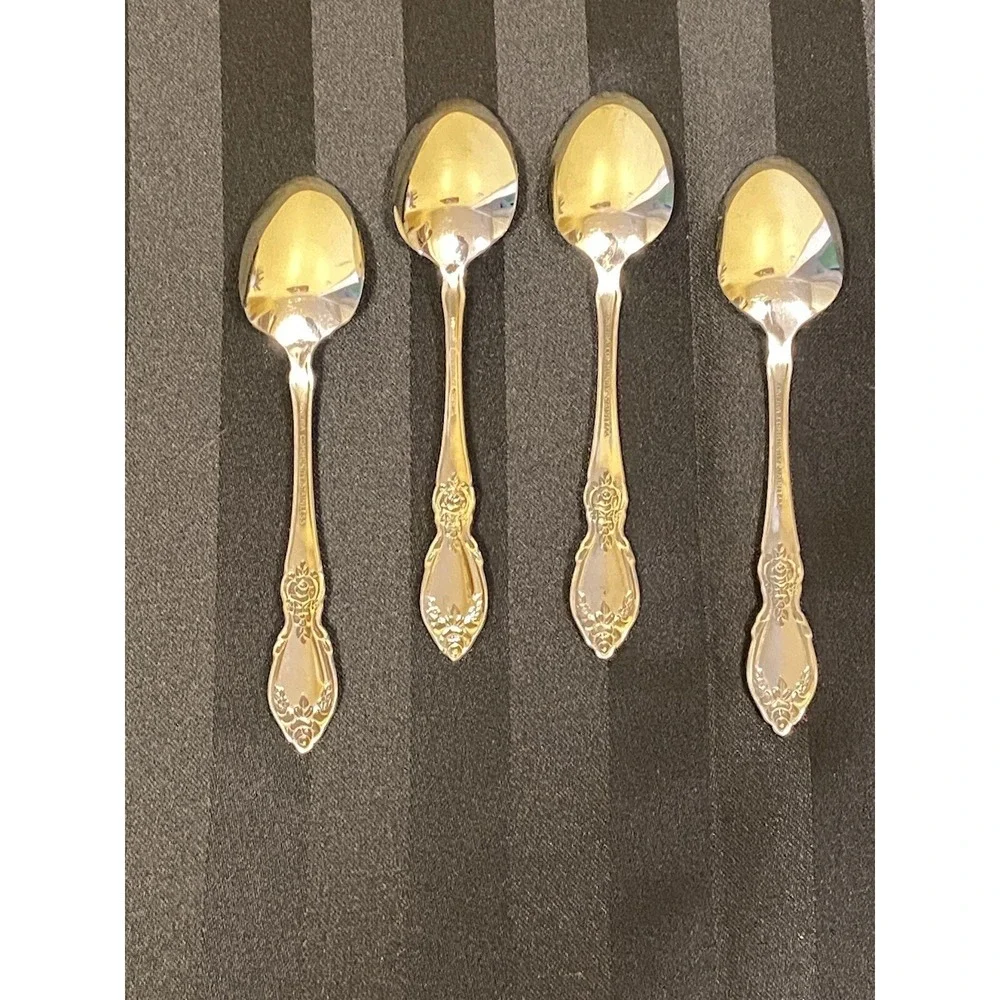 Oneida Community 18/8 stainless Plantation lot of 4 Dessert‎ Spoons